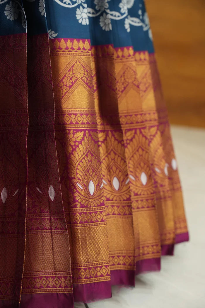 HemaValli Women's Woven Design zari work Half Saree with Embroidered Blouse and Dupatta