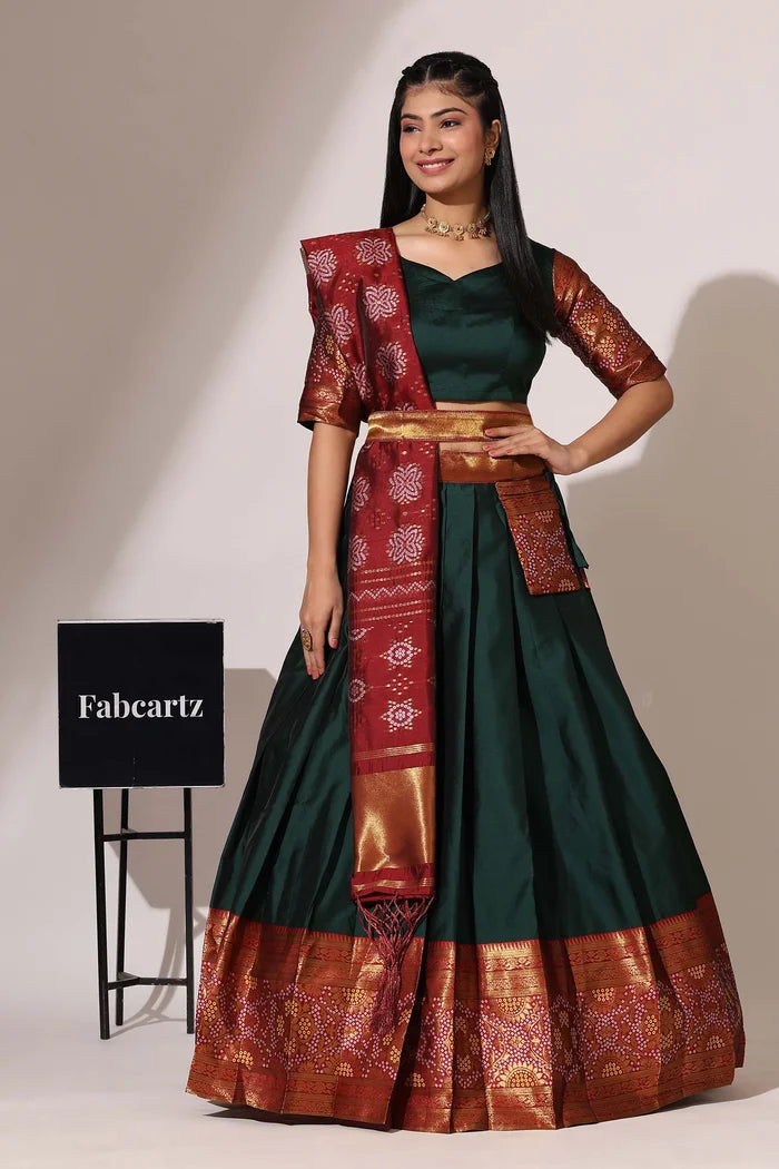 South Indian Festival Traditional Half Saree (PushpaBandhini)