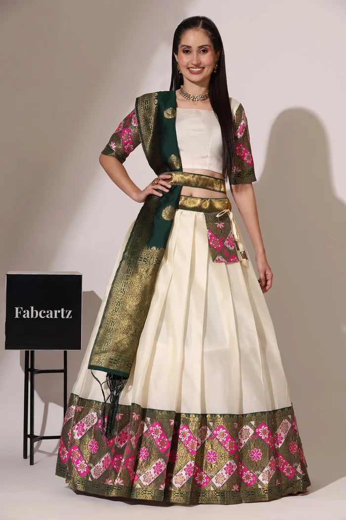 South Indian Festival Traditional Half Saree (Crax Pattu)