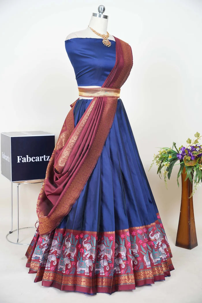 South Indian Festival Traditional Half Saree (JungleeHathi)