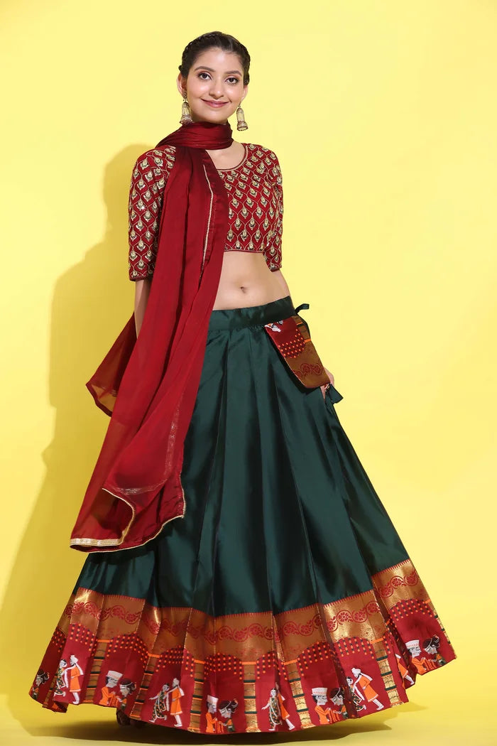 South Indian Festival Traditional Half Saree (WeddingPAttu)