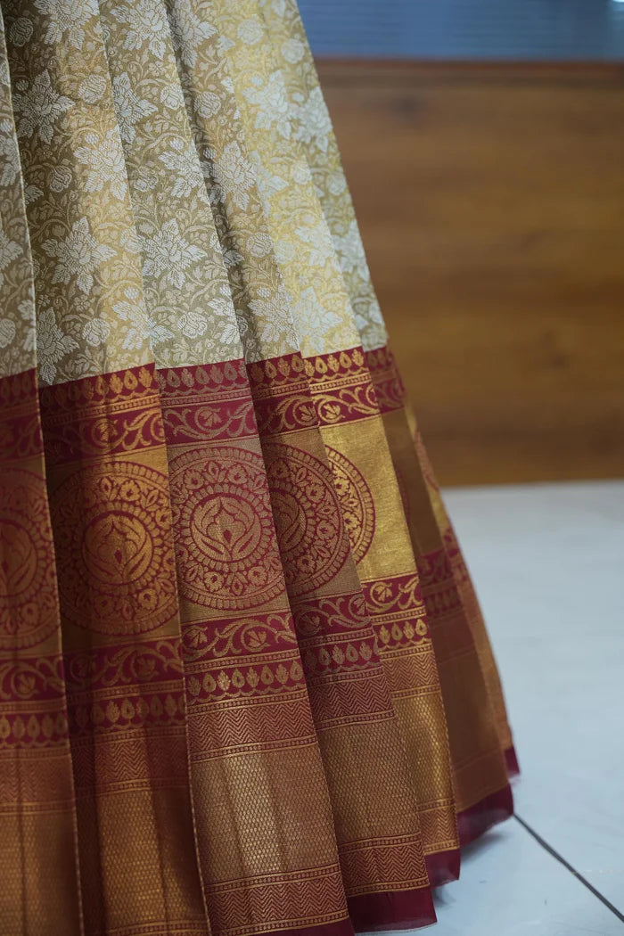 StarWars Women's Woven Design zari work Half Saree with Embroidered Blouse and Dupatta