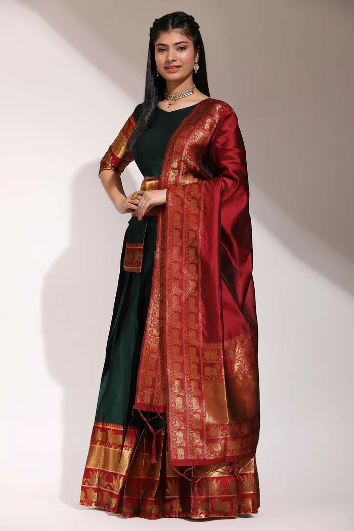South Indian Festival Traditional Half Saree (Lotus)