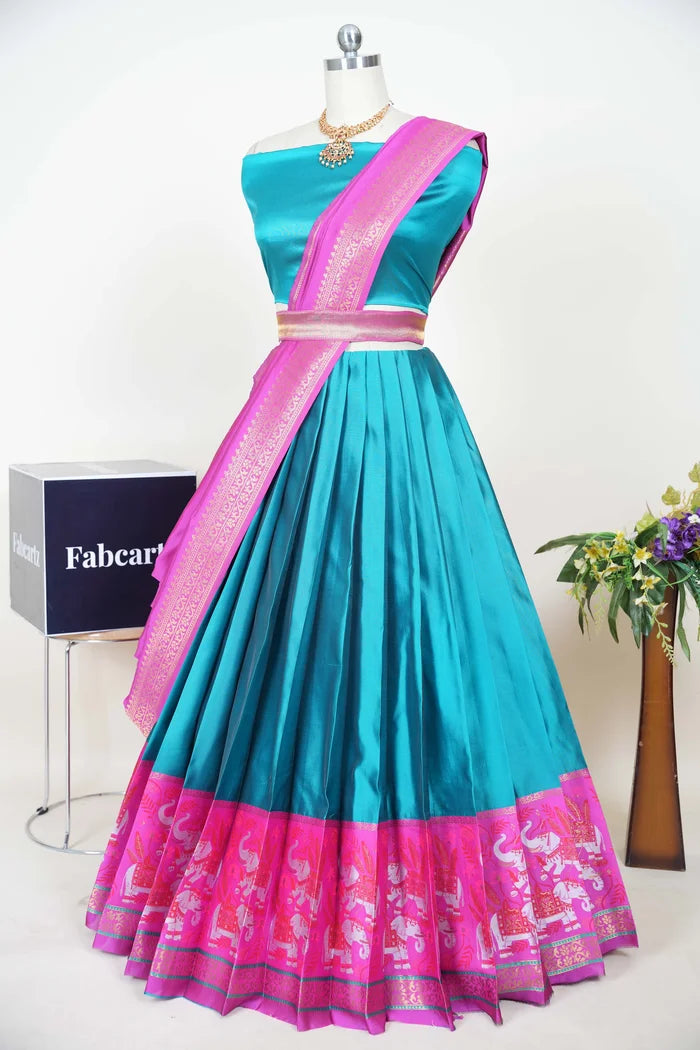 South Indian Festival Traditional Half Saree (JungleeHathi)