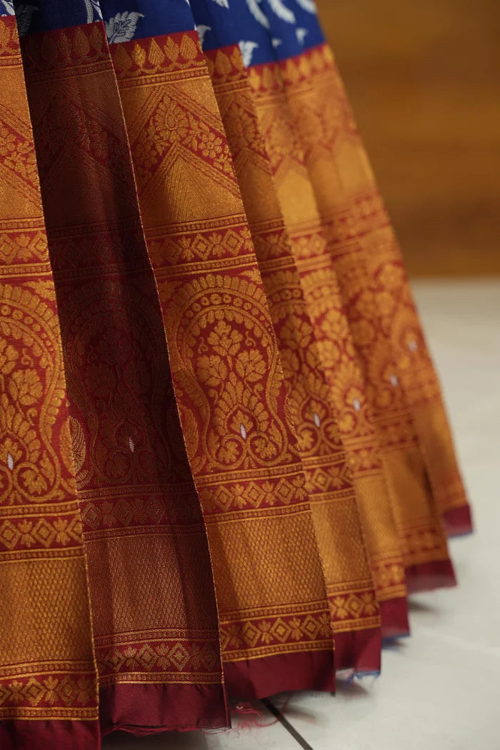 HemaValli Women's Woven Design zari work Half Saree with Embroidered Blouse and Dupatta