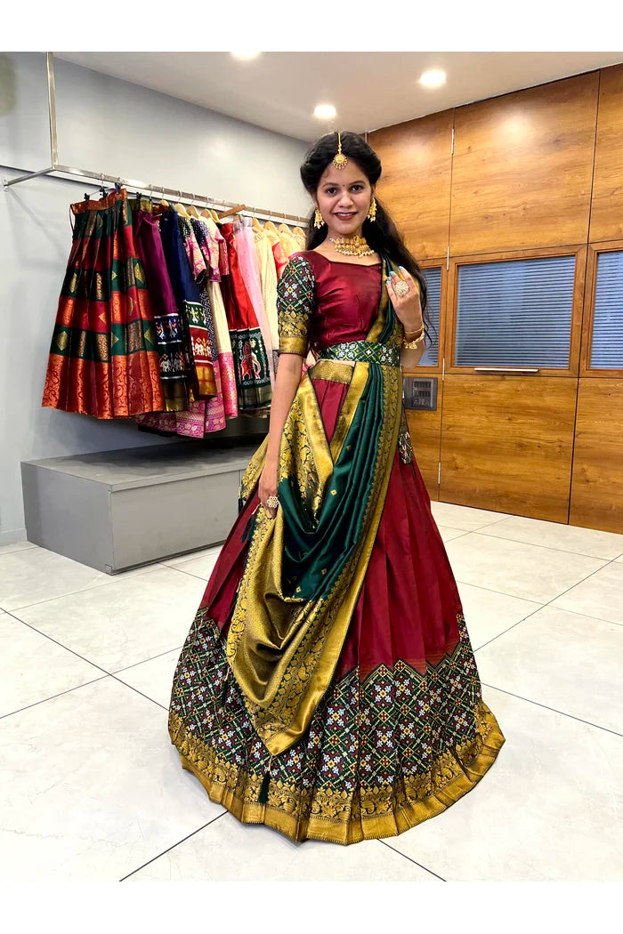 South Indian Festival Traditional Half Saree(Patola)