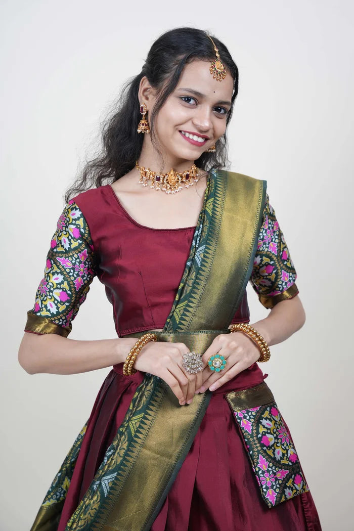 South Indian Festival Traditional Half Saree (GolGolPAttu)