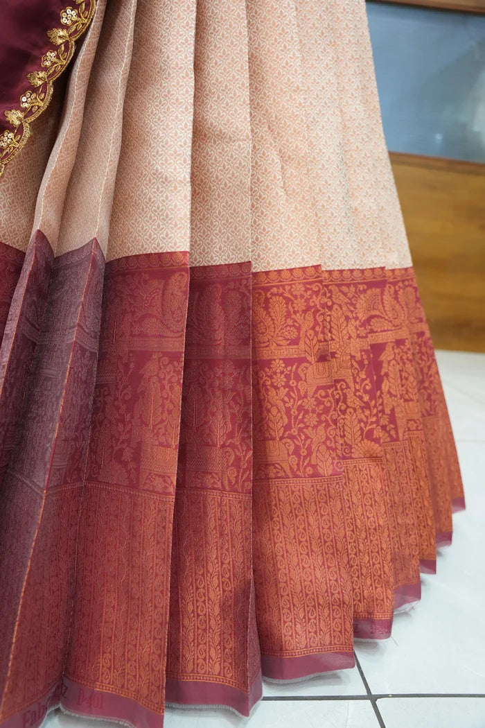 PihuPattu Women's Woven Design zari work Half Saree with Embroidered Blouse and Dupatta