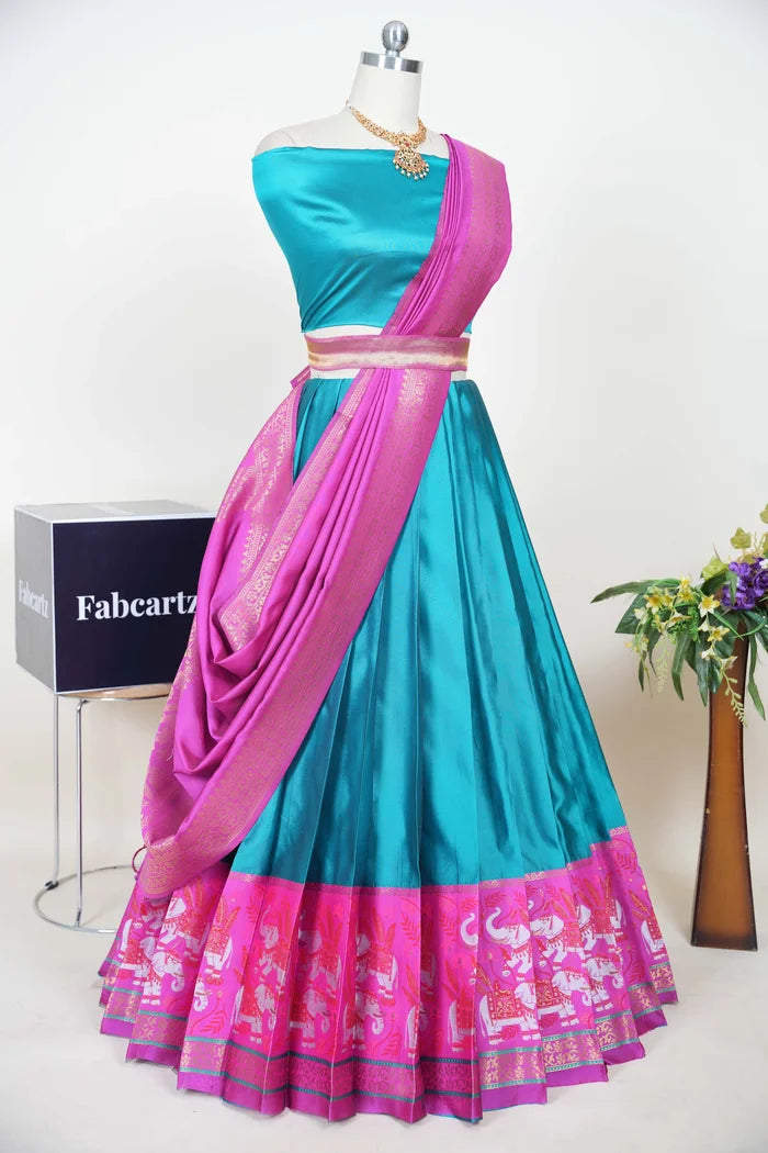 South Indian Festival Traditional Half Saree (JungleeHathi)