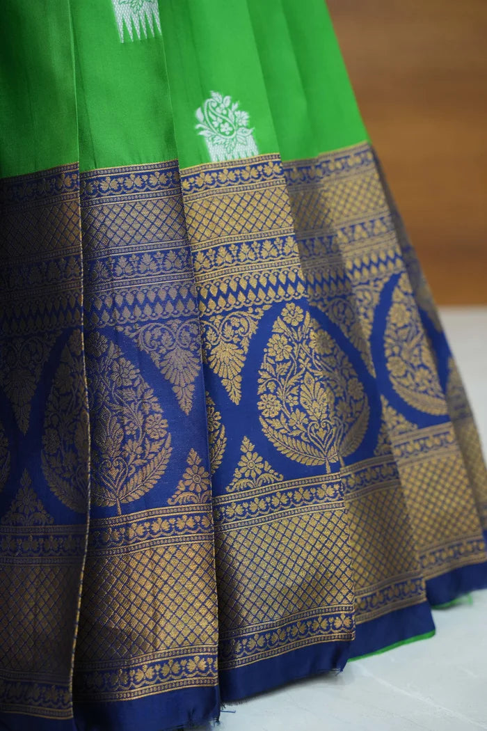 Mamidi Women's Woven Design zari work Half Saree with Embroidered Blouse and Dupatta