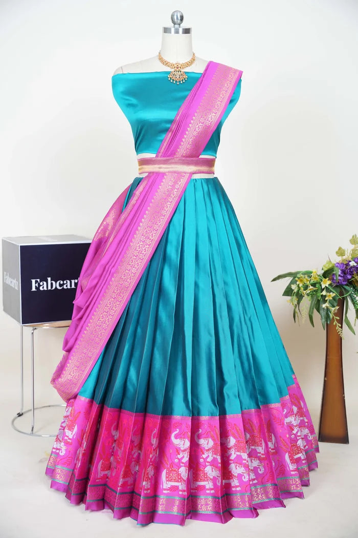 South Indian Festival Traditional Half Saree (JungleeHathi)