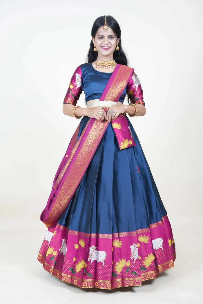South Indian Festival Traditional Half Saree (KaamDhenu)