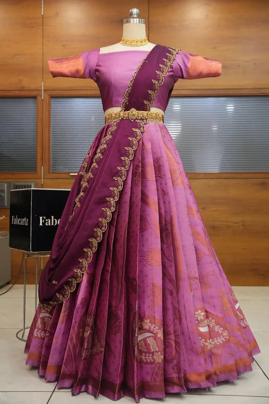 South Indian Festival Traditional Half Saree (Morwali)