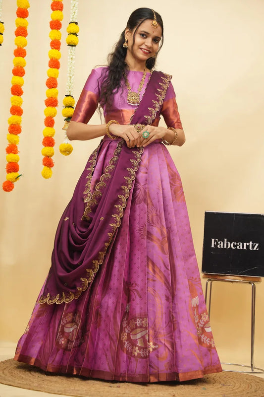 South Indian Festival Traditional Half Saree (Morwali)