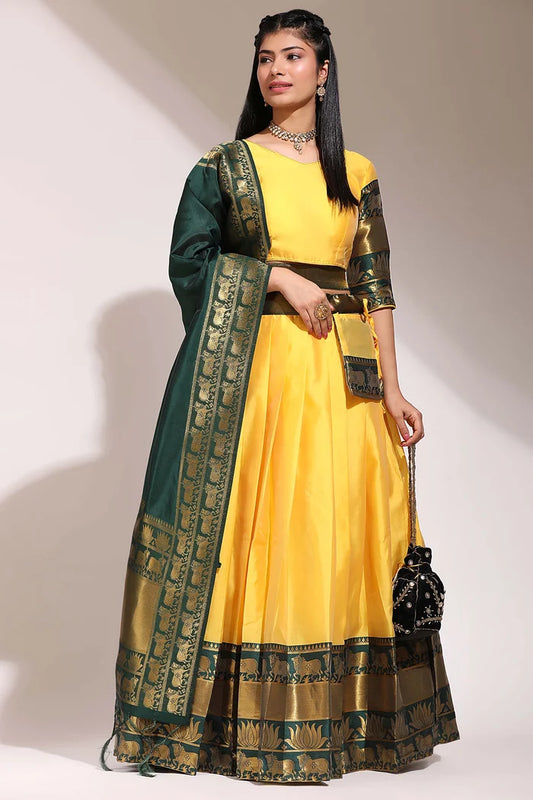South Indian Festival Traditional Half Saree (Lotus)
