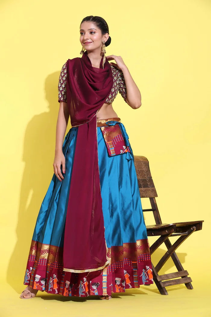 South Indian Festival Traditional Half Saree (WeddingPAttu)