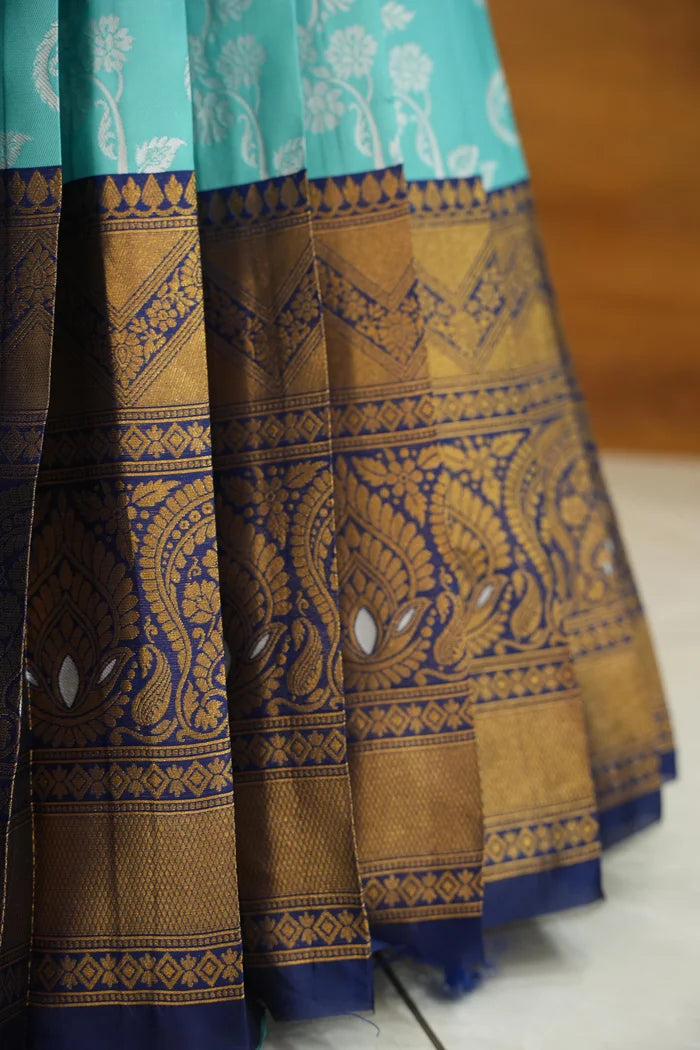HemaValli Women's Woven Design zari work Half Saree with Embroidered Blouse and Dupatta