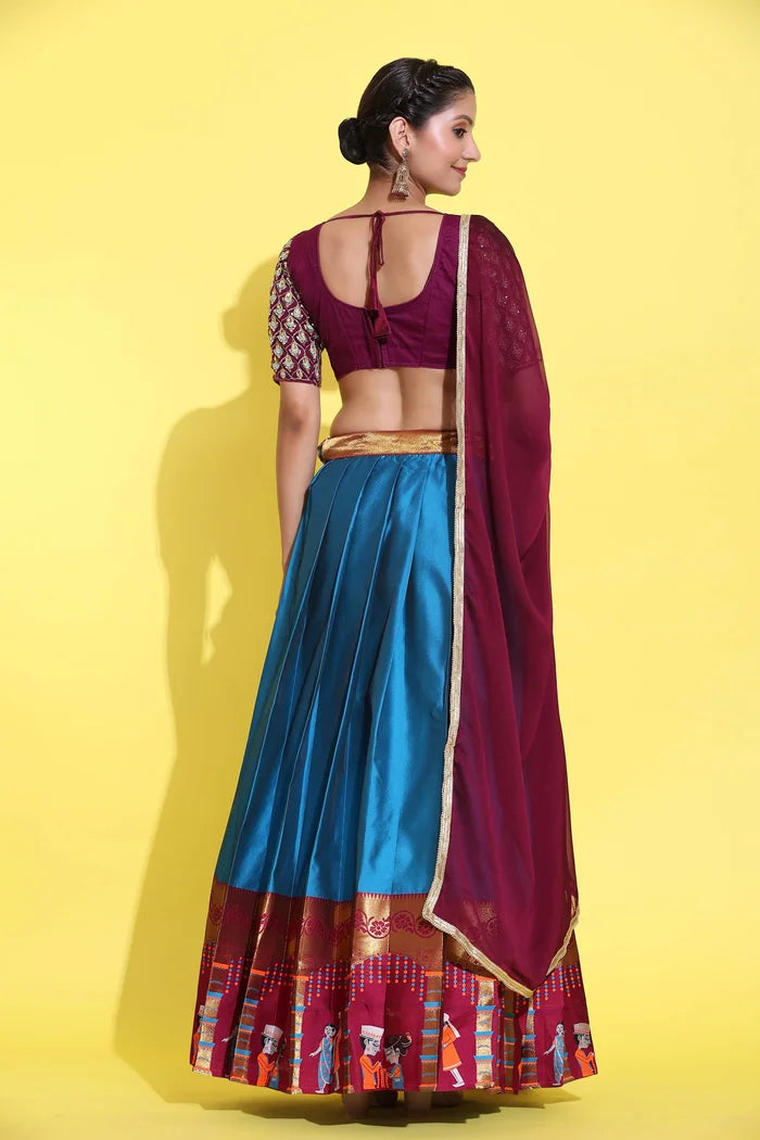 South Indian Festival Traditional Half Saree (WeddingPAttu)