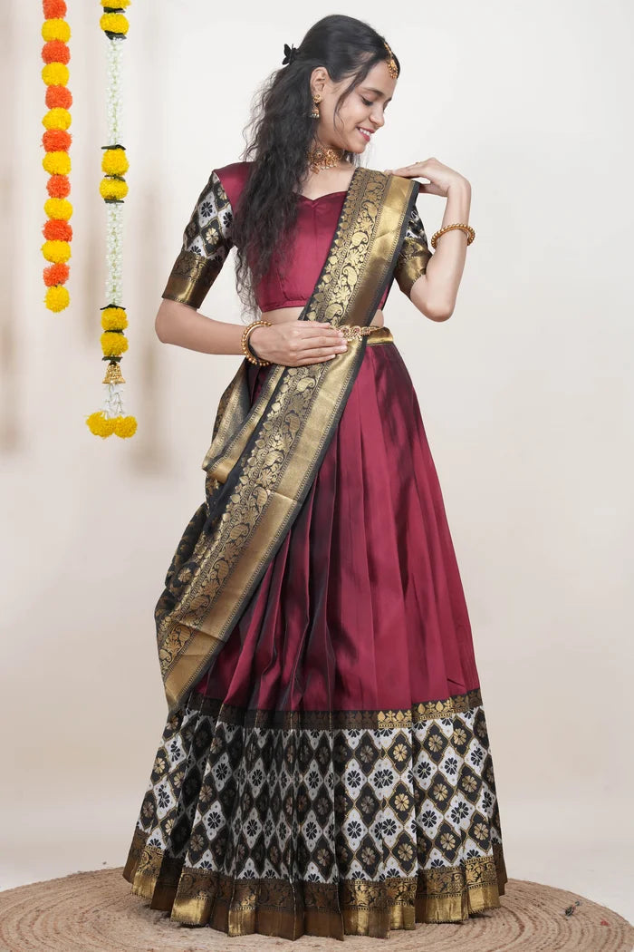 OnlinePattu South Indian Festival Traditional Half Saree