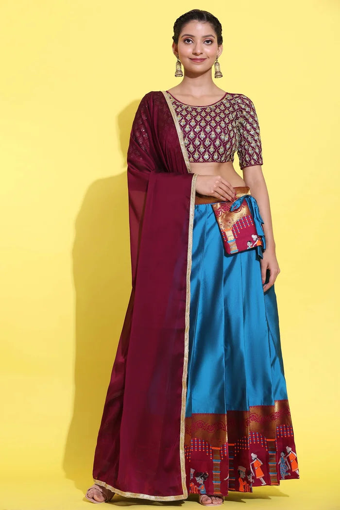 South Indian Festival Traditional Half Saree (WeddingPAttu)