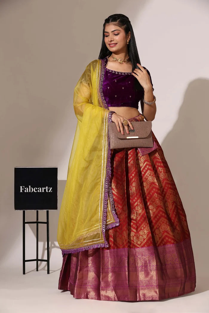 South Indian Festival Traditional Half Saree (Maheshmati)