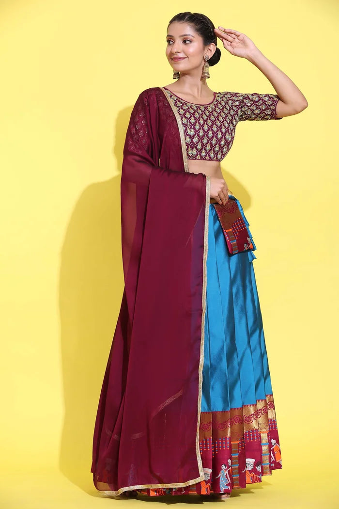 South Indian Festival Traditional Half Saree (WeddingPAttu)