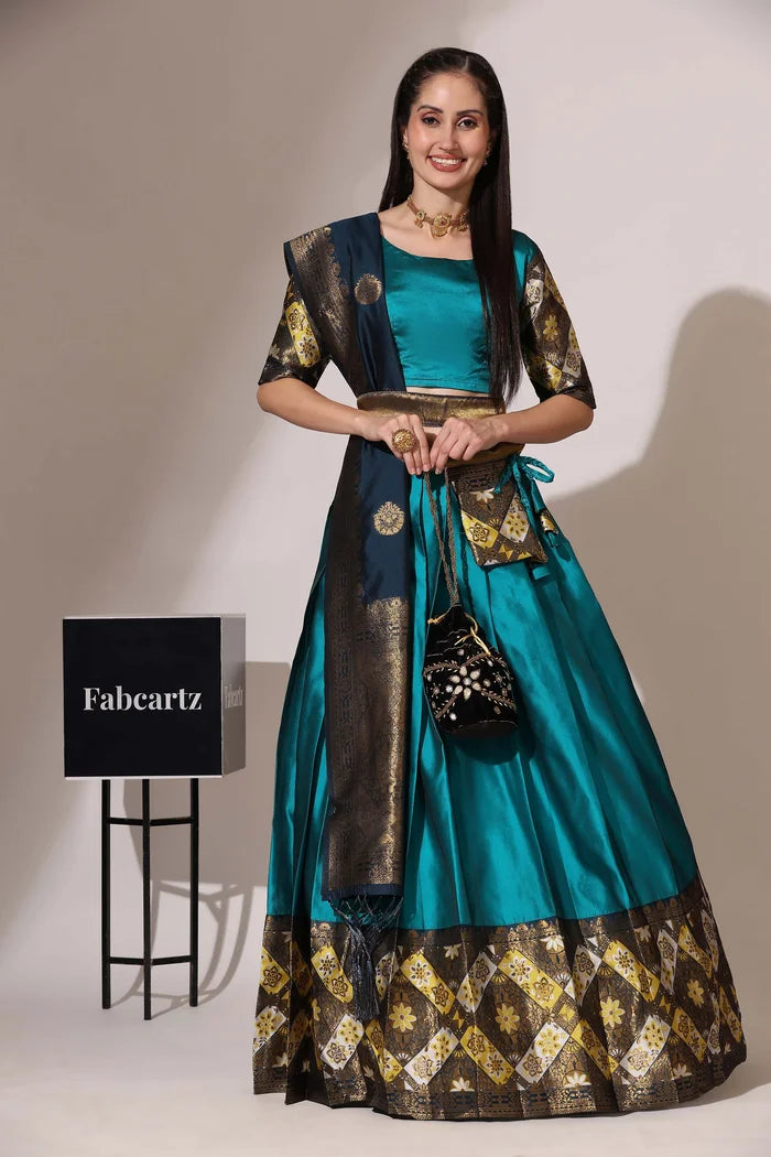 South Indian Festival Traditional Half Saree (Crax Pattu)