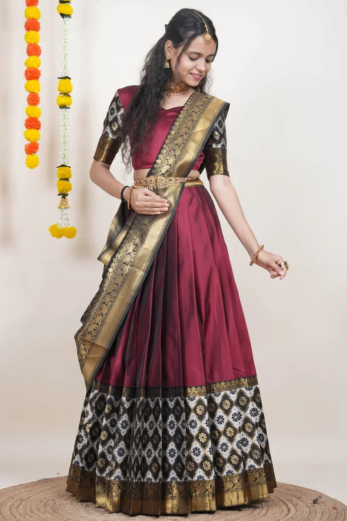OnlinePattu South Indian Festival Traditional Half Saree