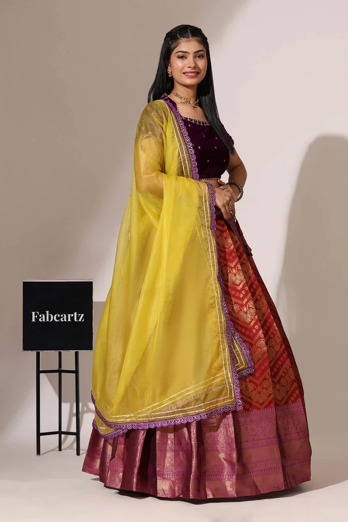 South Indian Festival Traditional Half Saree (Maheshmati)