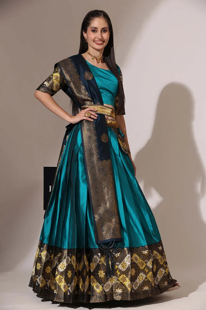 South Indian Festival Traditional Half Saree (Crax Pattu)