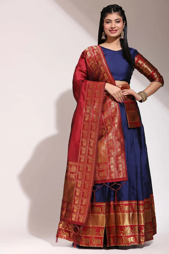 South Indian Festival Traditional Half Saree (LotusPattu)
