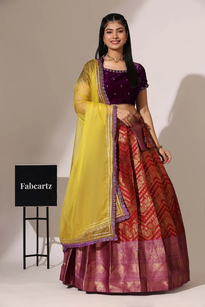 South Indian Festival Traditional Half Saree (Maheshmati)