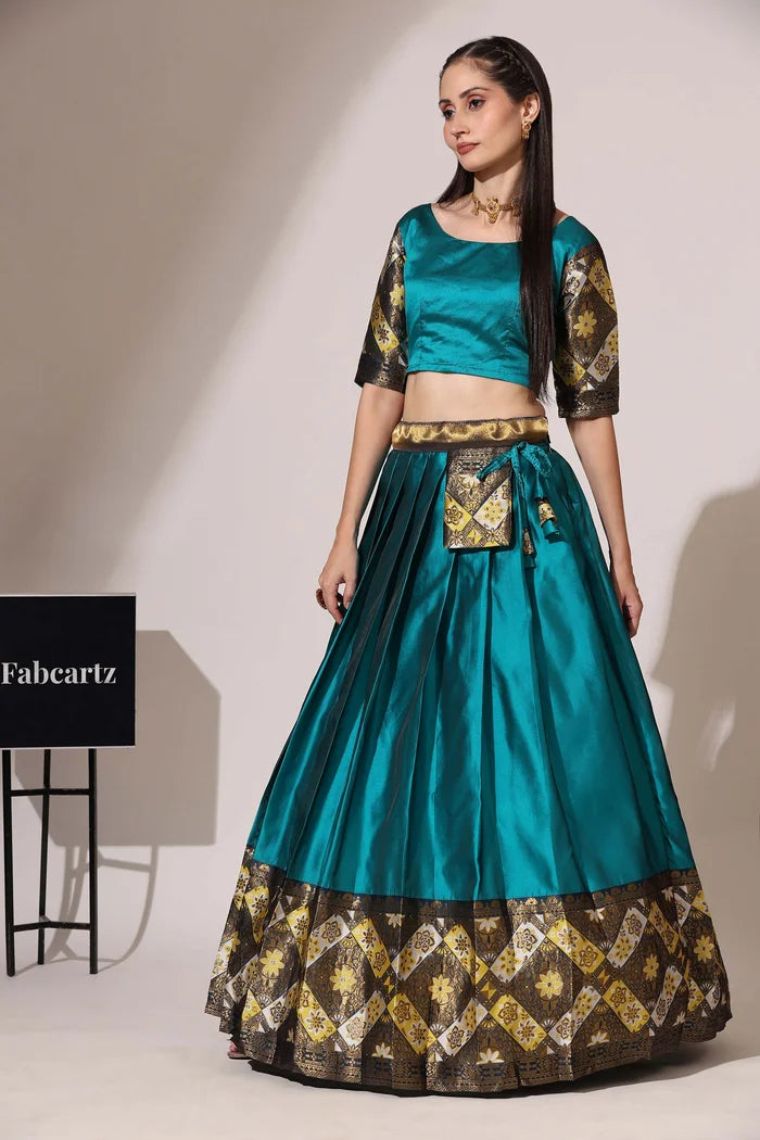 South Indian Festival Traditional Half Saree (Crax Pattu)