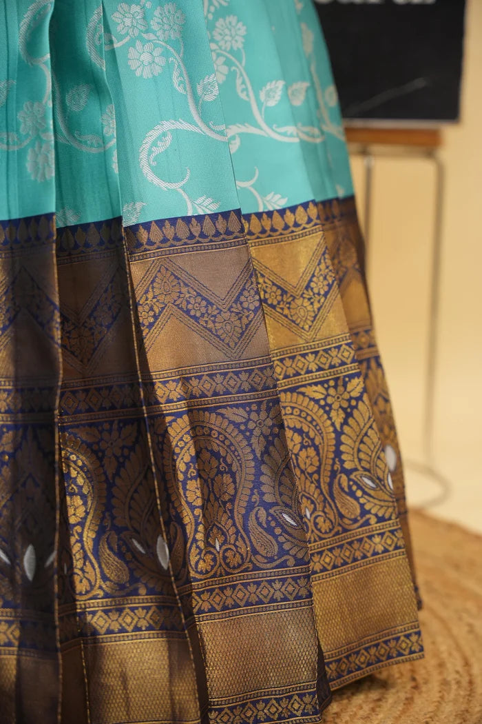 HemaValli Women's Woven Design zari work Half Saree with Embroidered Blouse and Dupatta