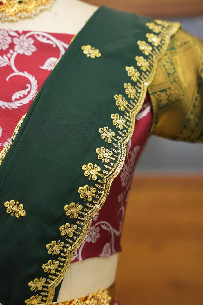 HemaValli Women's Woven Design zari work Half Saree with Embroidered Blouse and Dupatta