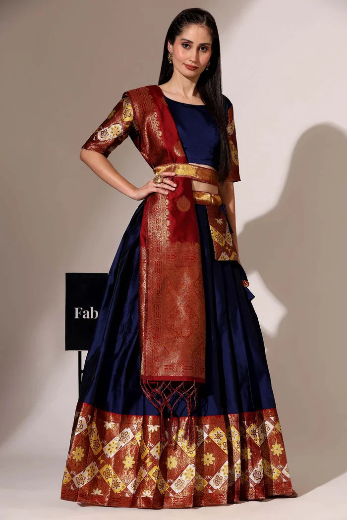 South Indian Festival Traditional Half Saree (Crax Pattu)