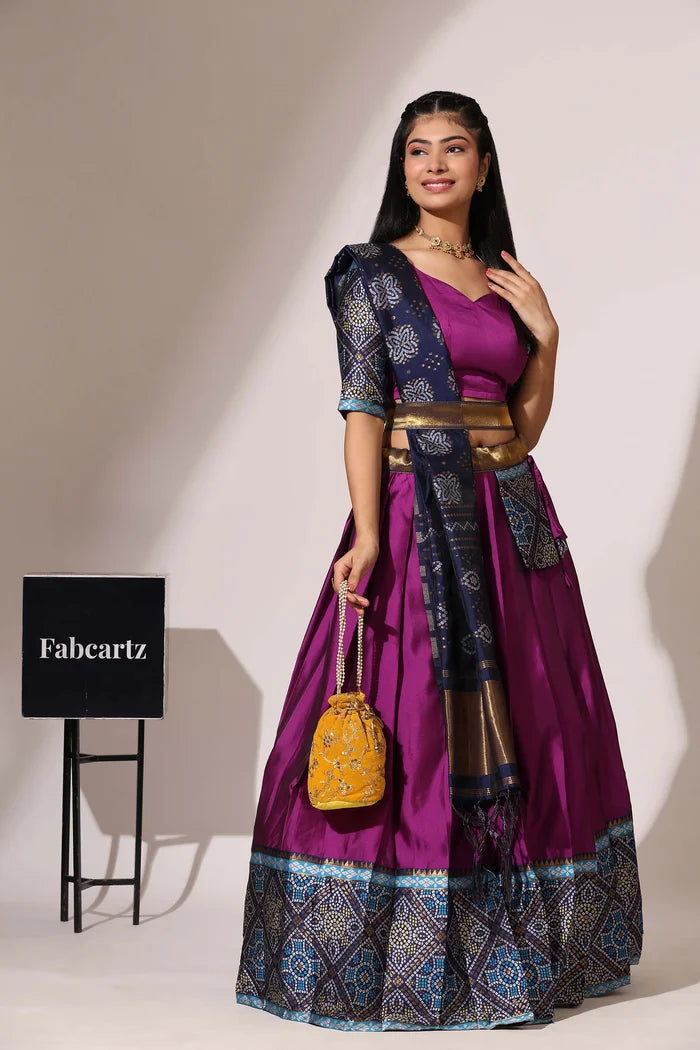 దక్షిణ భారత పండుగ సాంప్రదాయ హాఫ్ చీర (ఛవి)