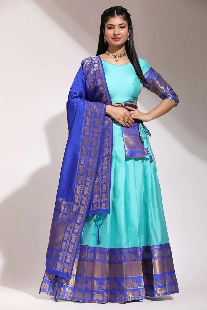 South Indian Festival Traditional Half Saree (Lotus)
