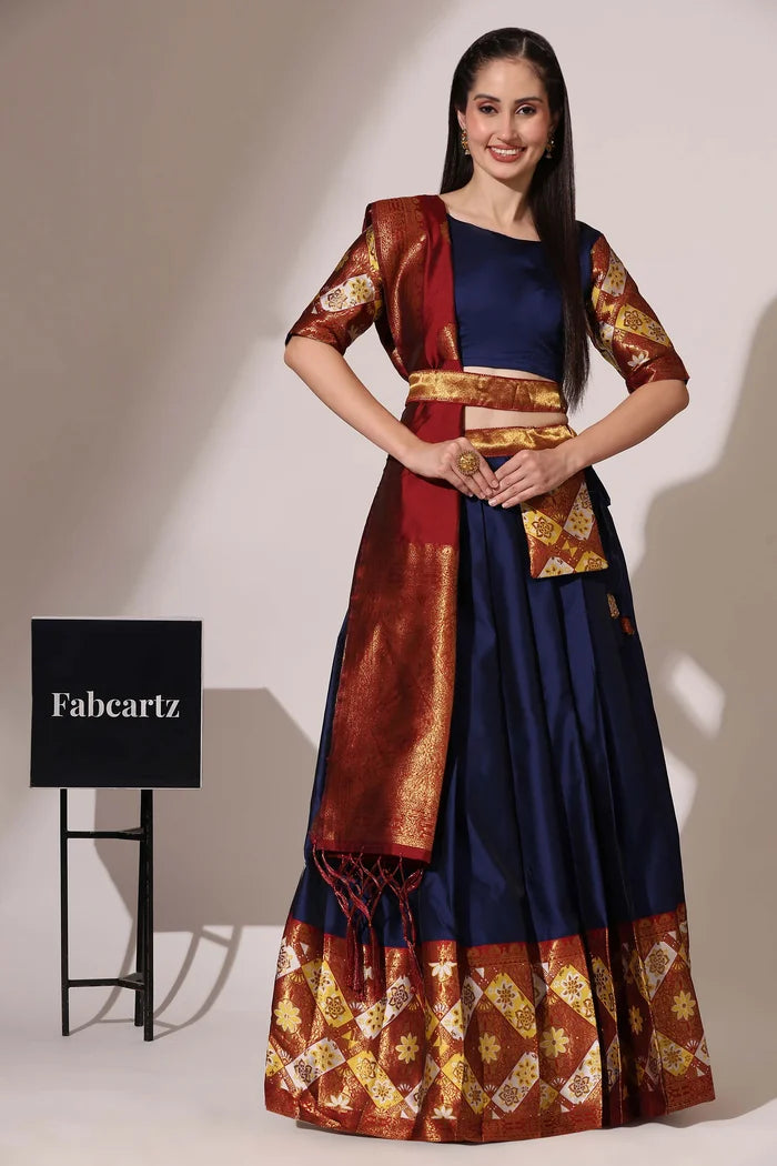 South Indian Festival Traditional Half Saree (Crax Pattu)