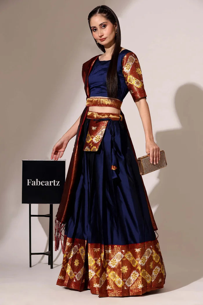 South Indian Festival Traditional Half Saree (Crax Pattu)