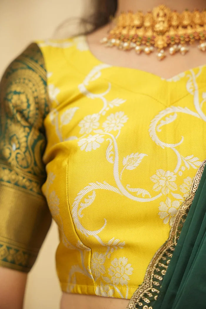 HemaValli Women's Woven Design zari work Half Saree with Embroidered Blouse and Dupatta