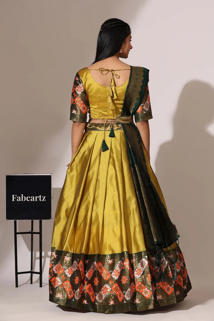 South Indian Festival Traditional Half Saree (Crax Pattu)