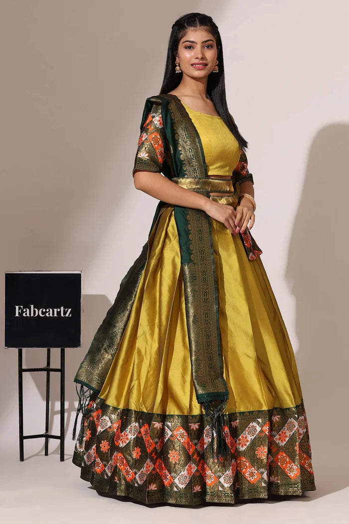 South Indian Festival Traditional Half Saree (Crax Pattu)