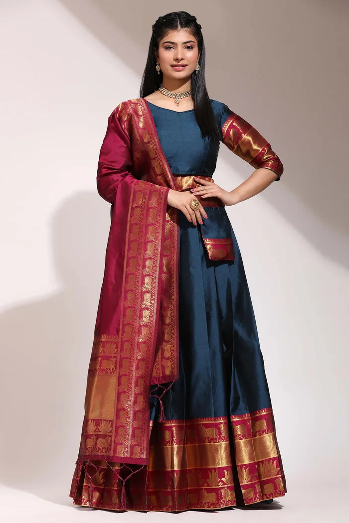 South Indian Festival Traditional Half Saree (Lotus)