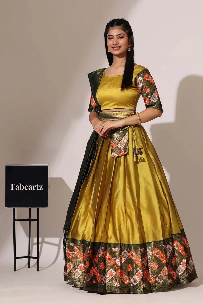 South Indian Festival Traditional Half Saree (Crax Pattu)