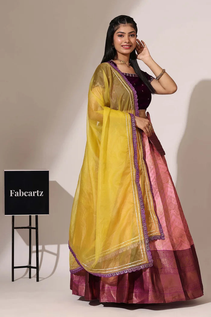 South Indian Festival Traditional Half Saree (Maheshmati)