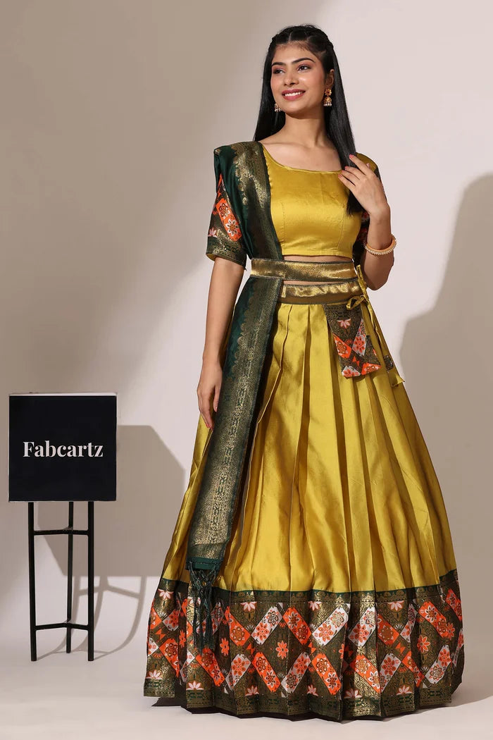 South Indian Festival Traditional Half Saree (Crax Pattu)