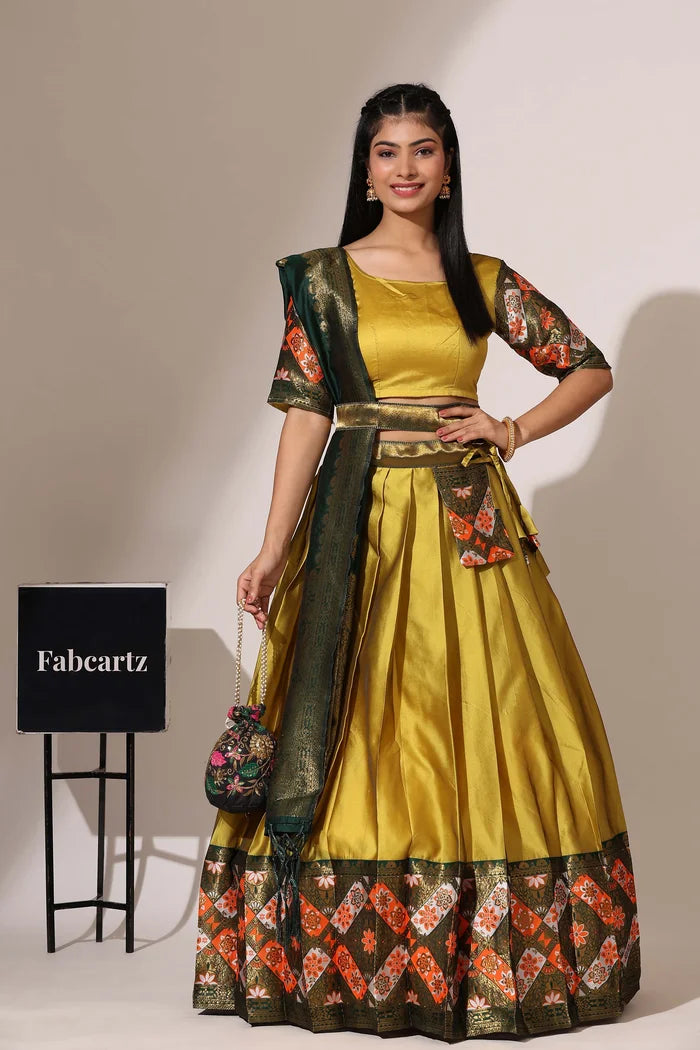 South Indian Festival Traditional Half Saree (Crax Pattu)