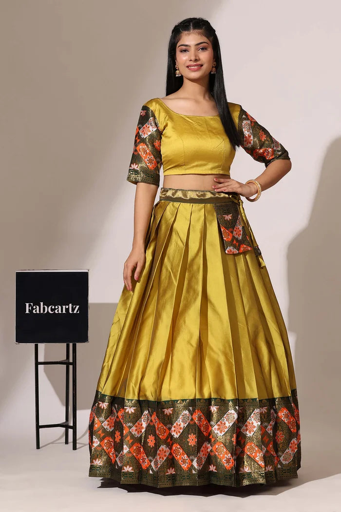 South Indian Festival Traditional Half Saree (Crax Pattu)