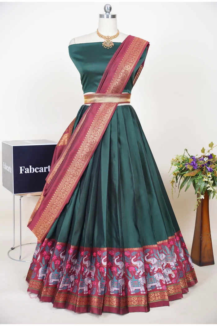 South Indian Festival Traditional Half Saree (JungleeHathi)